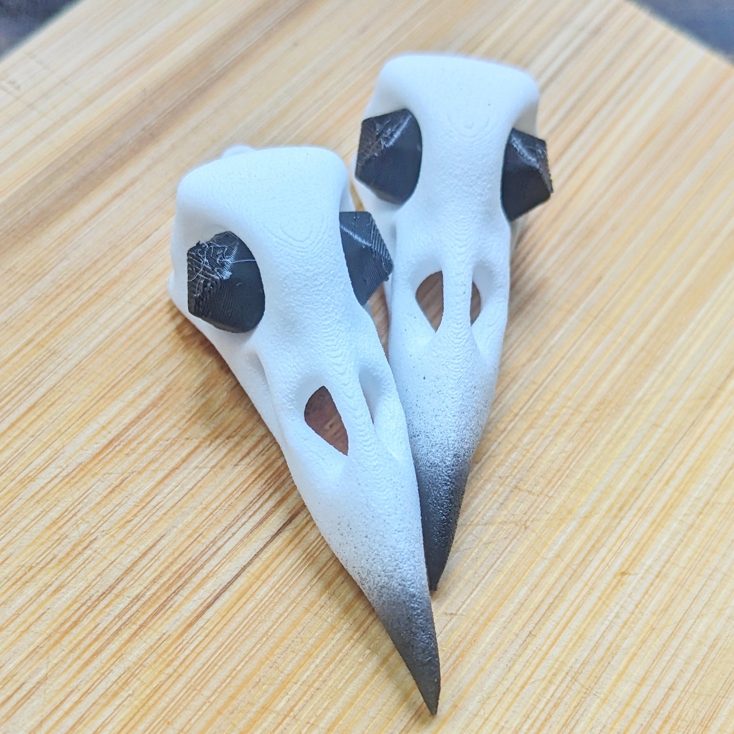 Raven Skull Earrings with Dice Eyes