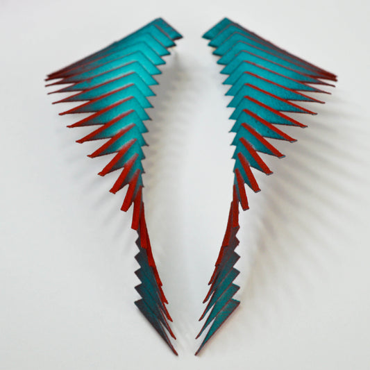 Colourful Statemtent Earrings — Teal and Red  —  Parazeph