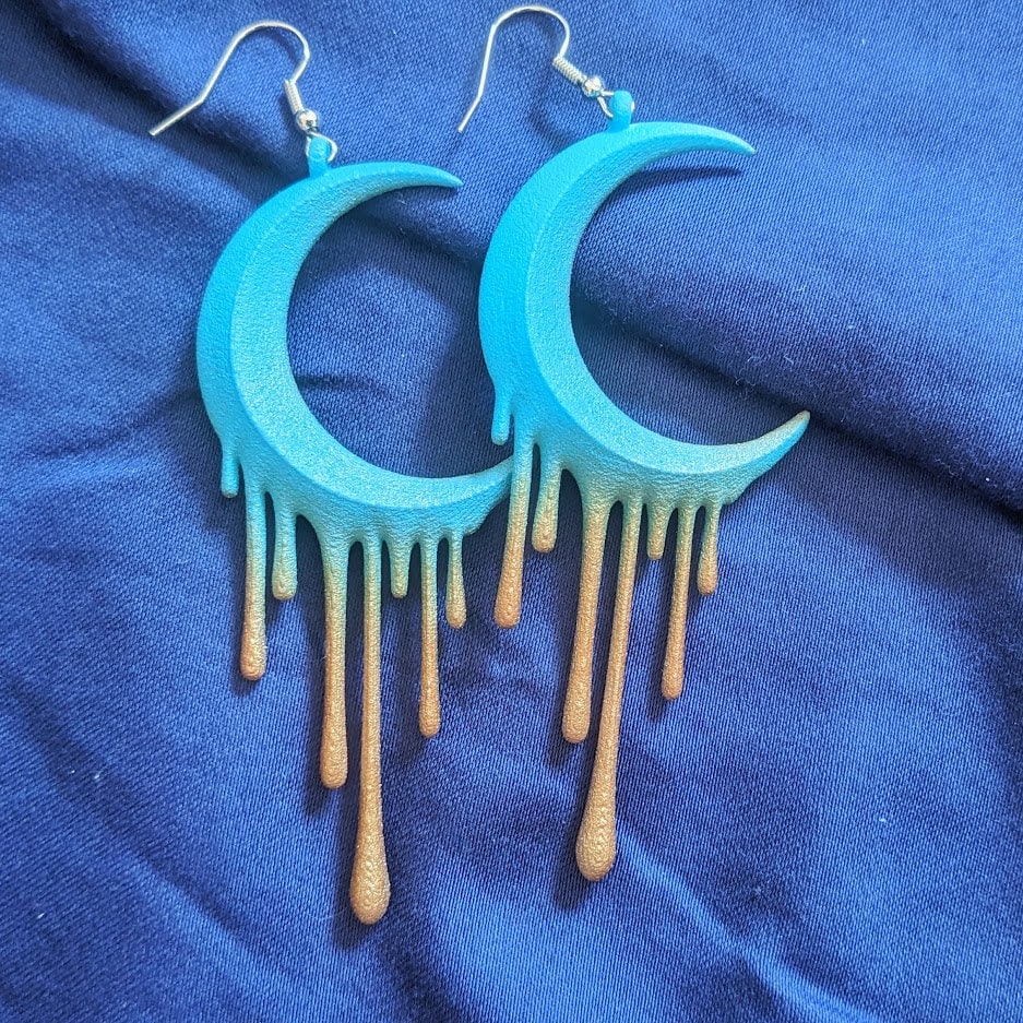 Melting Moon — Teal and Gold