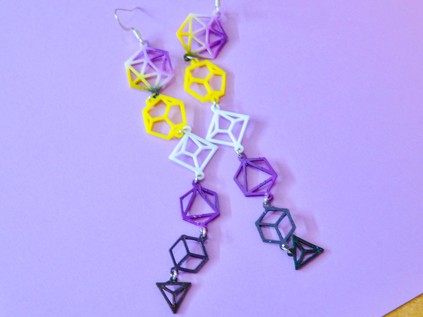 Non-Binary Flag Dice Earrings