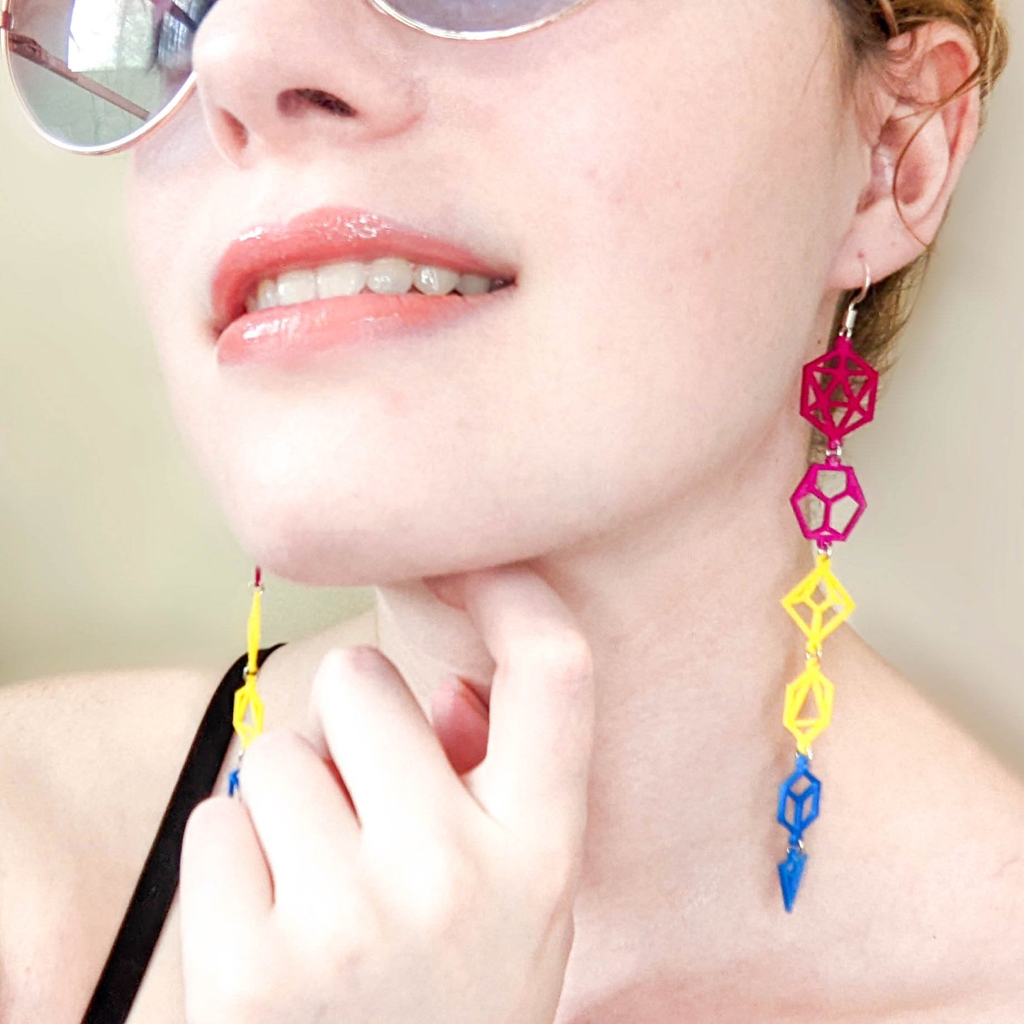 Pan Flag Dice Earrings