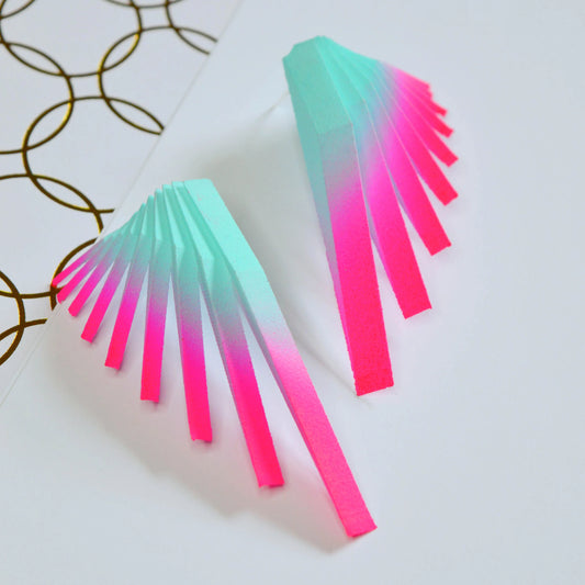 Colourful Statement Earrings — Pink and Mint  — Paracore