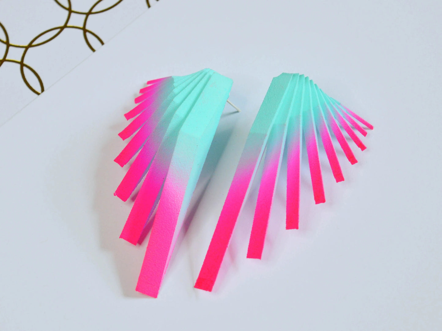 Colourful Statement Earrings — Pink and Mint  — Paracore