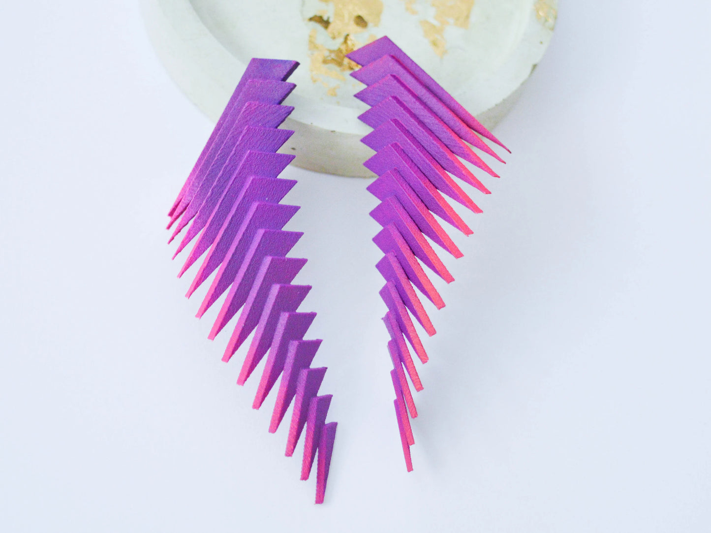 Colourful Statement Earrings — Purple and Pink  —  Parabora