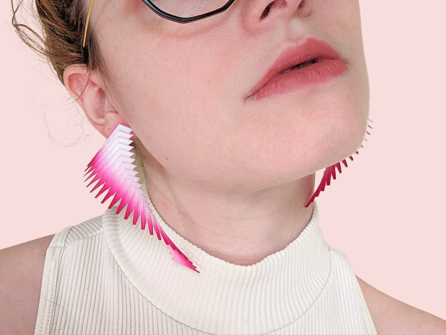 Magenta and White Earrings —  Parazeph