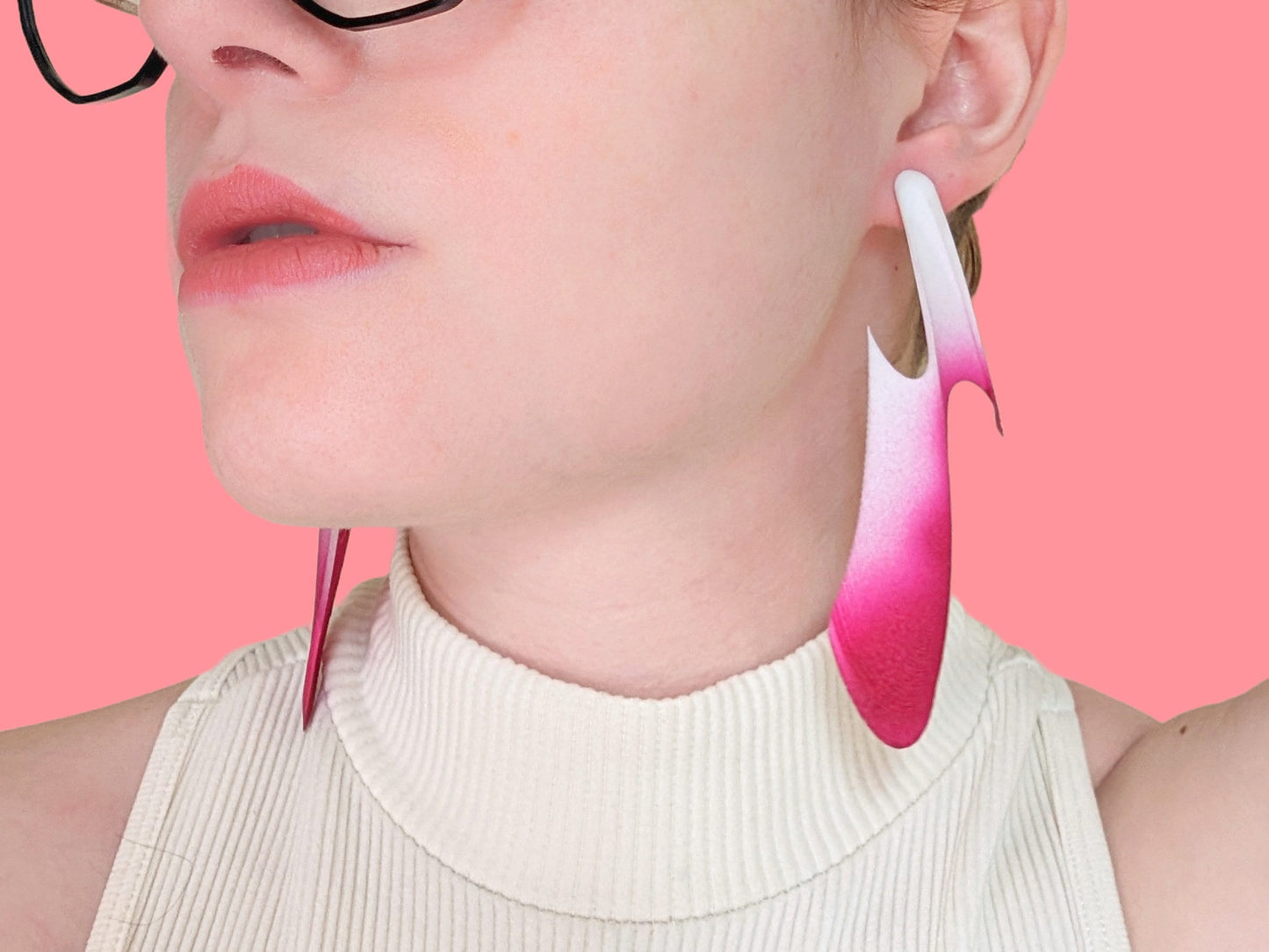 Magenta and White — Paraslip Earrings