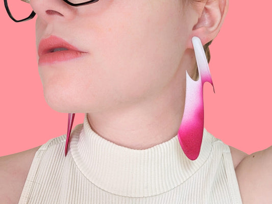 Magenta and White — Paraslip Earrings